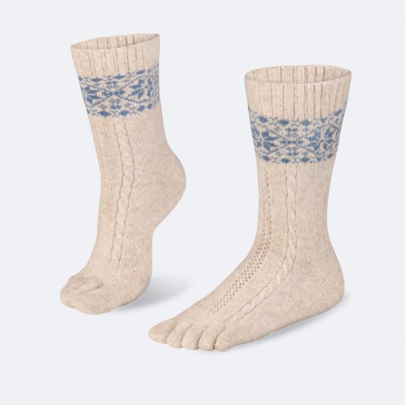 BÄR Snowflakes Zehensocken - Beige / Blau BÄR Snowflakes Zehensocken - Beige / Blau