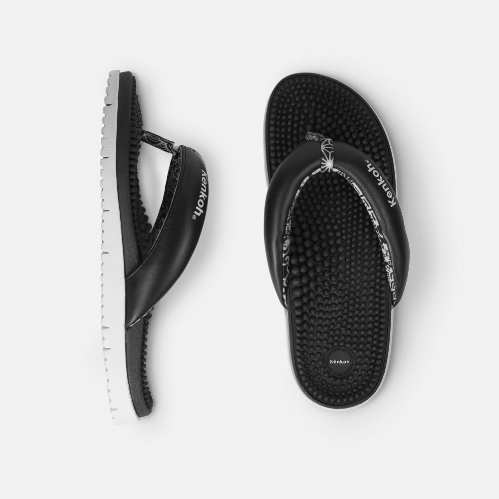BÄR Fuwa Flip Flop Kenkoh Massage-Sandale - Schwarz